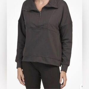 WILO The Label Women’s Small Bella 1/2 zip Vintage Black Pullover Minimalist